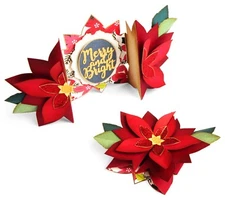 New, Retired Sizzix Thinlits Poinsettia Fold-a-long Card 9pc #663174 MSRP $19.99