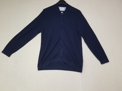 Brax Zip Up Cardigan Sweater Size 52 US L Navy Blue Academia Preppy Men's 