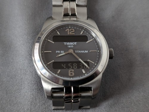 Orologio digitale analogico titanio Tissot PR50 Lady Seven 32 mm ETA 989.331 veloce P&P - Foto 14 di 15