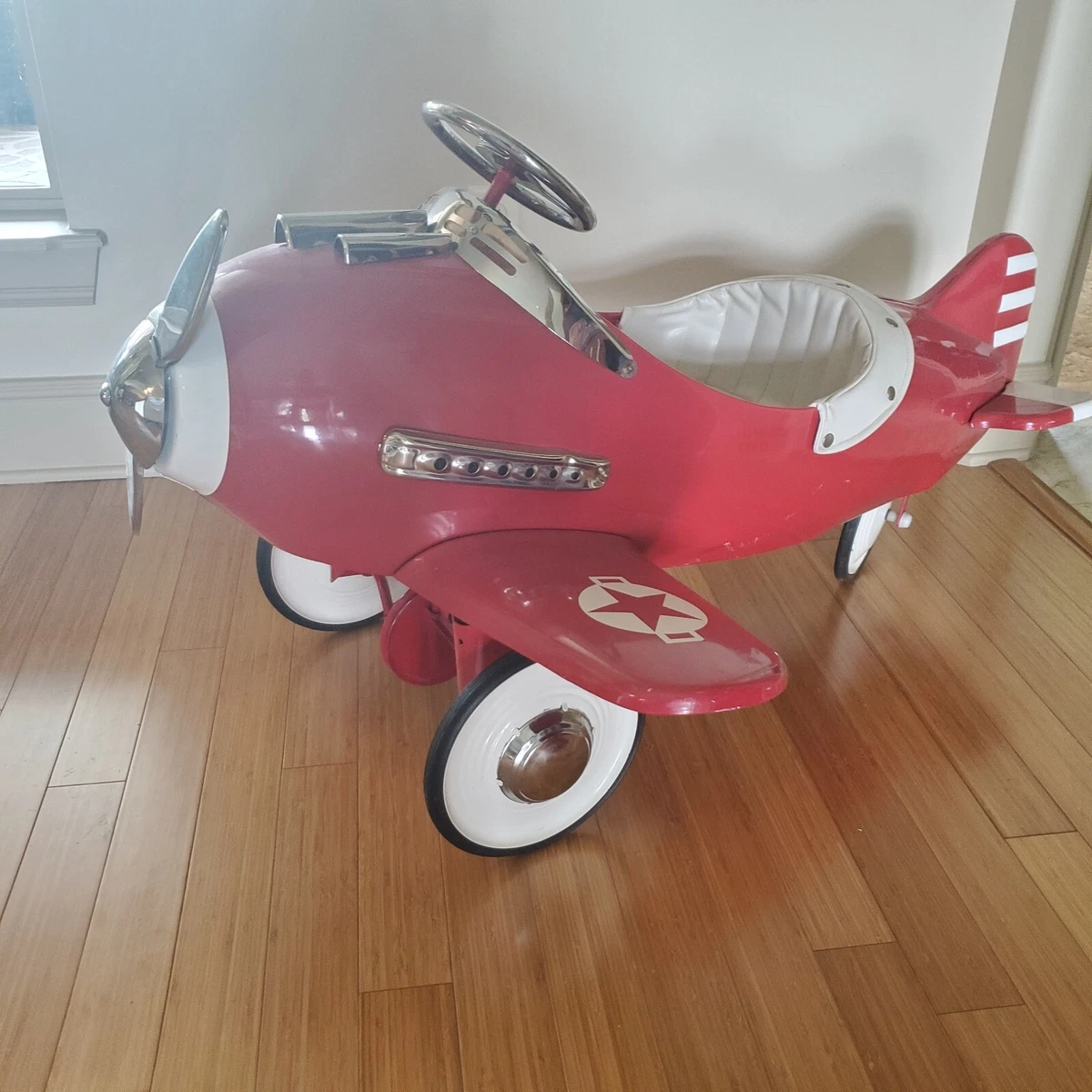 Red Sky King Airplane Metal Pedal Car