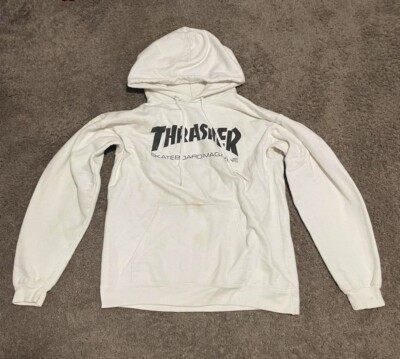 Thrasher Sweatshirt Mens Small White Pullover Hoodie Skateboard Magazine Street