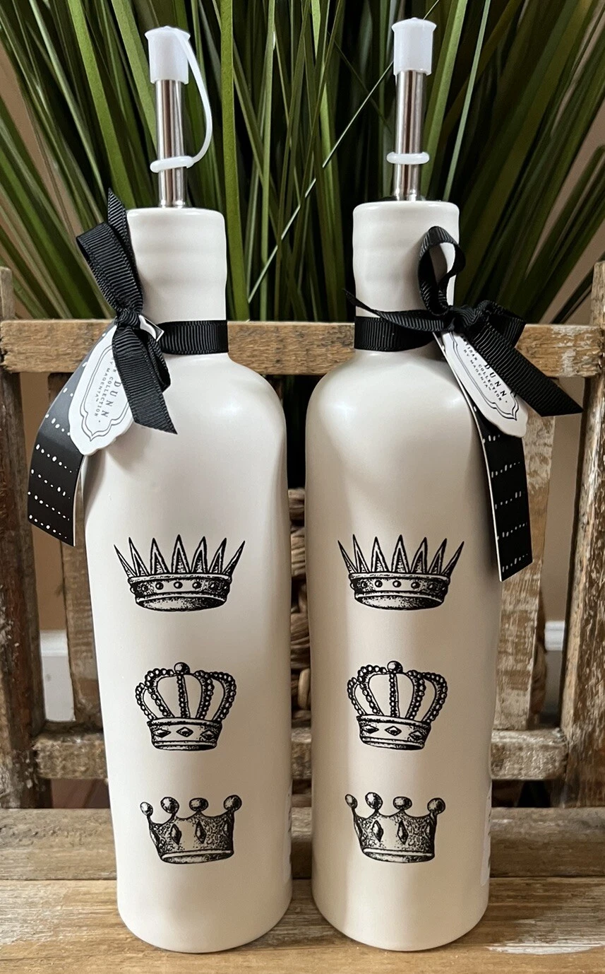 NEW RAE DUNN Royal Crown Collection Oil/Vinegar Dispenser Bottle Set Of 2 RARE!