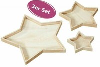 Kerzenteller Weihnachtsstern 3Er Set - Deko Tablett Holz, Weihnachts Deko