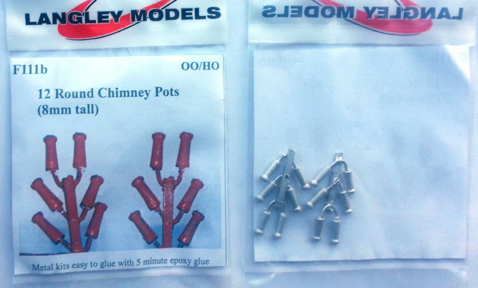 12 Round Chimney Pots 8mm tall F111b UNPAINTED OO Scale Langley Model Kit Metal - Image 2 of 3