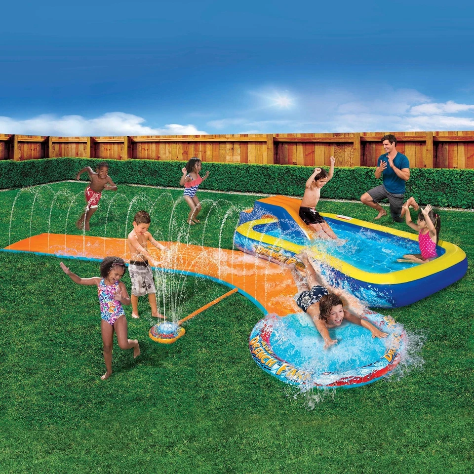 Banzai Aqua Drench 3-in-1 Splash Park w/ Pool, Sprinkler & Waterslide, Ages 3-12 - Image 3 of 4