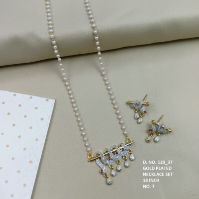 Gold-Plated Cascading Sparkle Necklace & Earrings Set   18 Inch