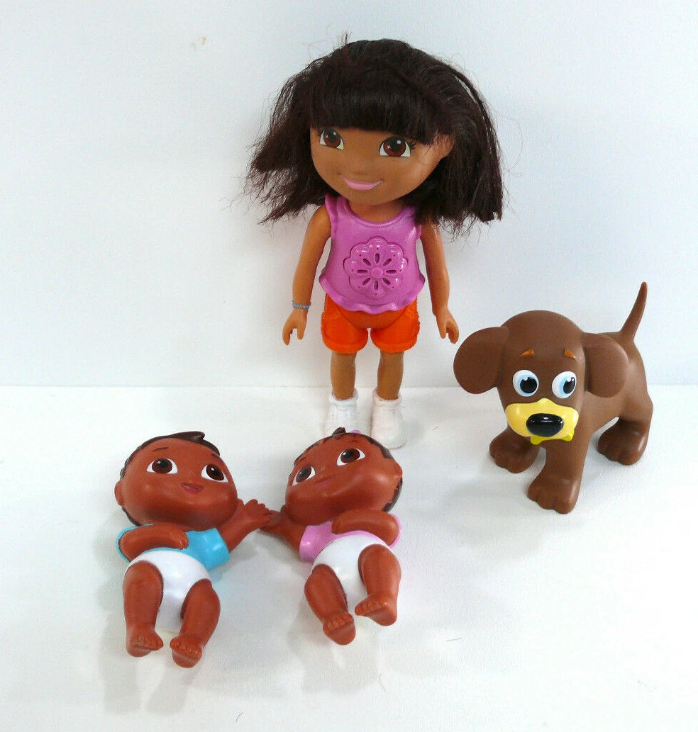 Mattel Teenage Talking Dora Doll in Bathing Suit dog Perrito twin babies