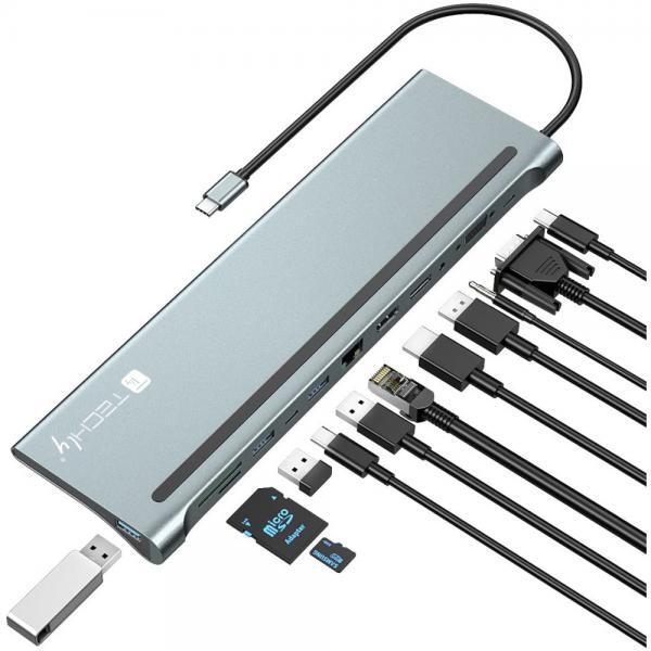 Docking Station 12 in 1 USB-C&trade; Hub VGA HDMI DP RJ45 con Lettore Micro SD/S