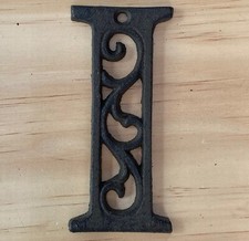 Cast Iron Letter "I" Ornate Scroll Filigree Monogram Alphabet Decor w/ Screws
