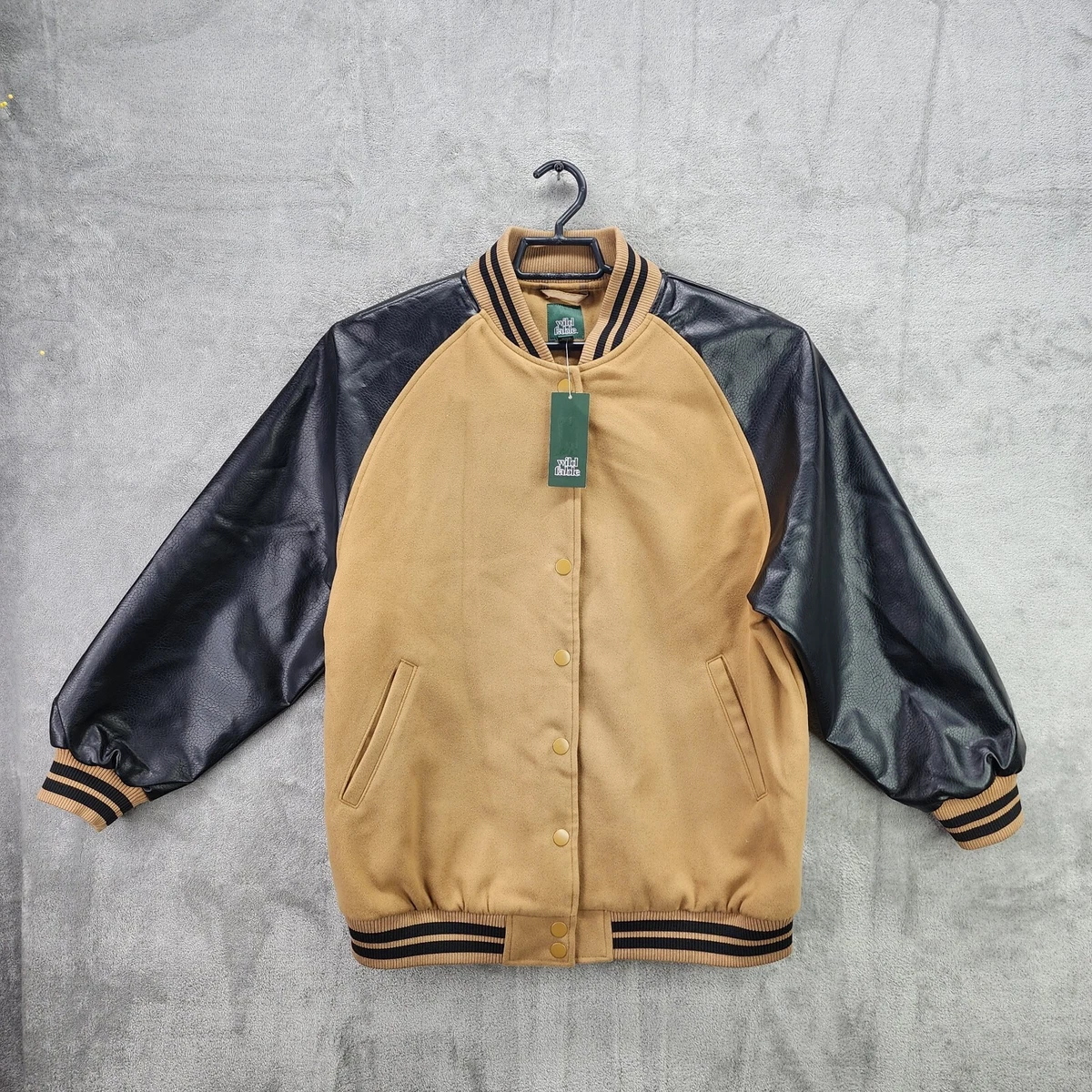 Mens Varsity Wool Baseball Letterman Jacket Bomber Style Black