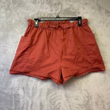 Kiss Cry Womens Burnt Orange Paperbag Waist Casual Twill Shorts Size XL