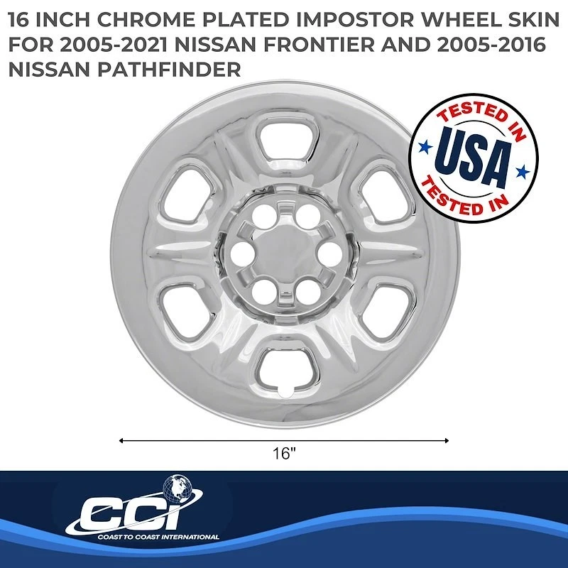 New Wheel Skins Fits 2005-2025 Nissan Frontier; 16 Inch; 6 Spoke Chrome - Image 3 of 3