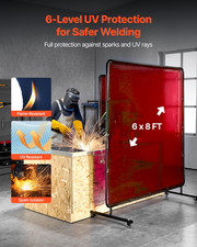 2PCS Welding Curtains 6x8FT, Flame-Resistant Vinyl Safety Screen Red UV Protect