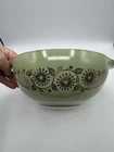 Vintage Pyrex Sage Green Gold Medallion Cinderella 2.5 qt Bowl 443 Made in USA