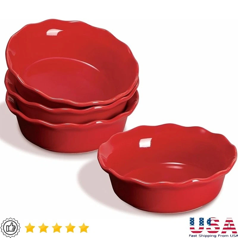 Ceramic Mini Pie Dish Ruffled Edge Oven Safe Nonstick Bakeware Perfect Gift New