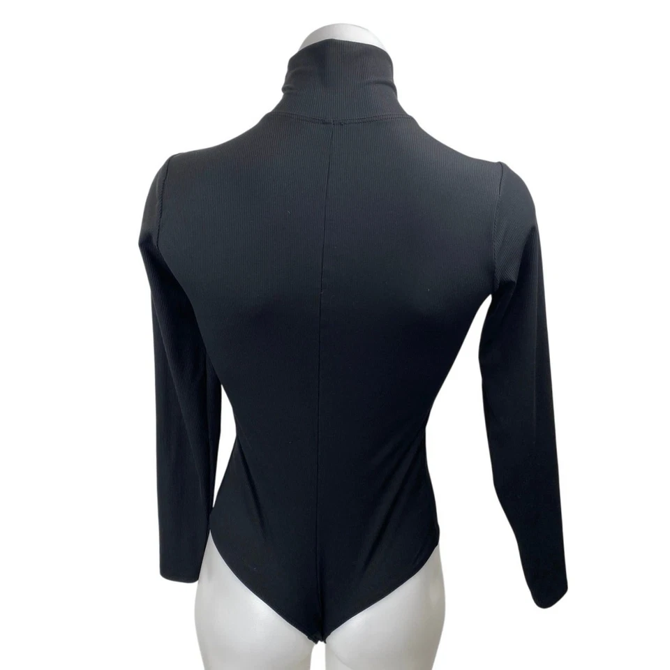 Body ajustado elástico cuello alto negro manga larga Spanx para mujer talla S Foto 2 de 3