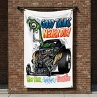 GOOD THINGS Rat Fink Car Flag Banner 3x5 FT Hot Rod Chevy Ford Garage Wall