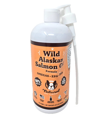 Natural Dog Company Wild Alaskan Salmon Oil Formula with Omega 3, Fish Oil, 32oz