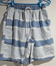 Lands End Men s Blue White Swim Trunks S 28 30 in Waist 18.5 in Long Lined
