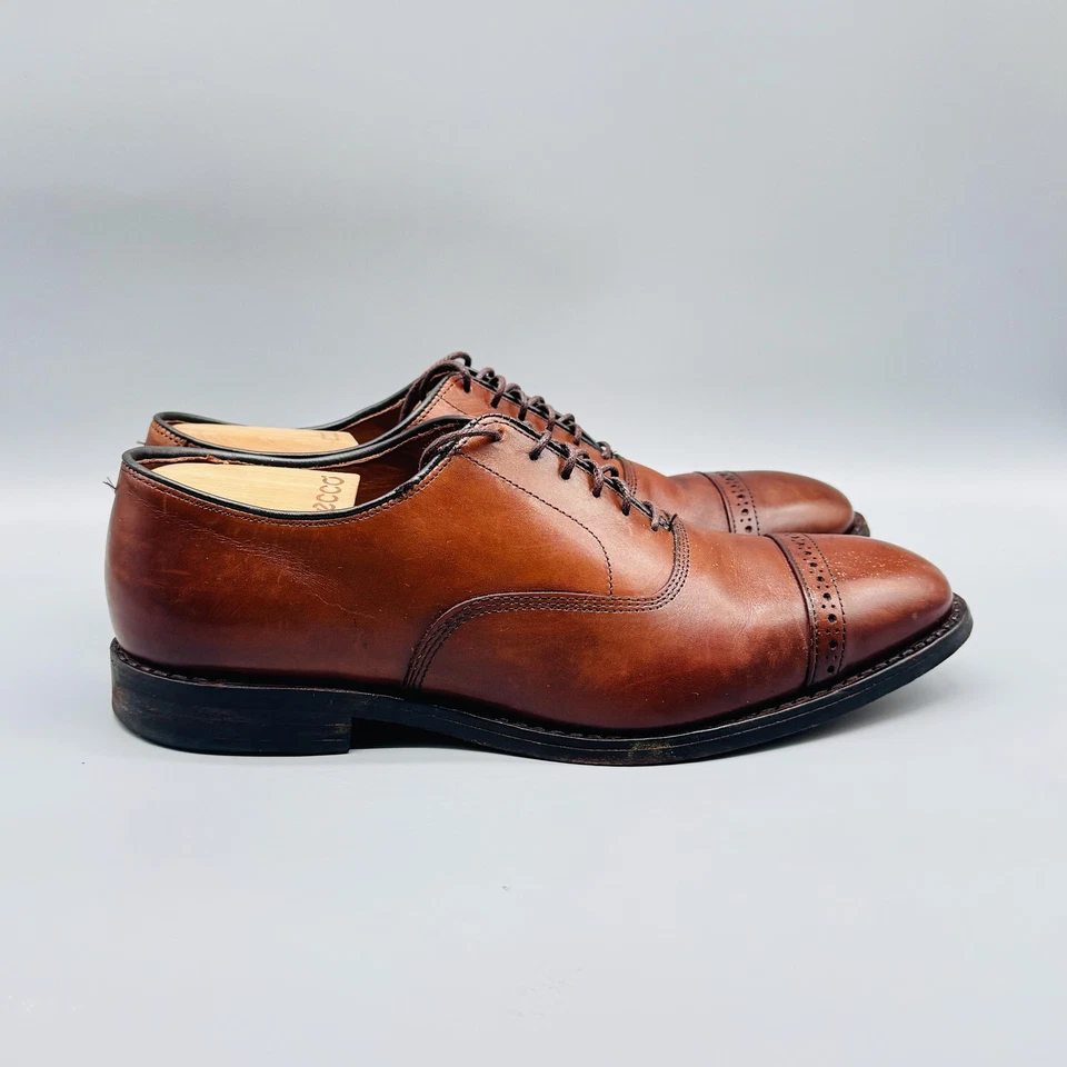 Allen Edmonds Zapatos Para Hombres 9 E Cuero Marrón Quinta Avenida Oxford Gorra Puntera Vestido Foto 3 de 4