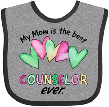 Inktastic My Mom Is The Best Counselor Ever Baby Bib Occupations Mother Mommy