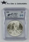 1986 $1 American Silver Eagle ICG MS70 Signed by Austin Hutto (President of ICG)