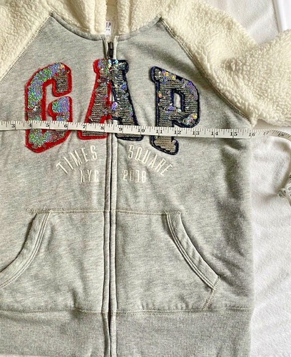 GAP Girls Sweatshirt Full Zip Hooded Logo SEQUINS GLITTER Size XL (12)Y - Picture 8 of 8