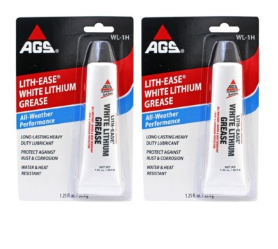 2~AGS Lith-Ease White Lithium Grease All-Weather Performance Long Lasting 1.25oz