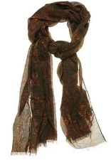 Cejon Scarf Lightweight Rectangle Long Black Red Win Burgundy Print New NWT