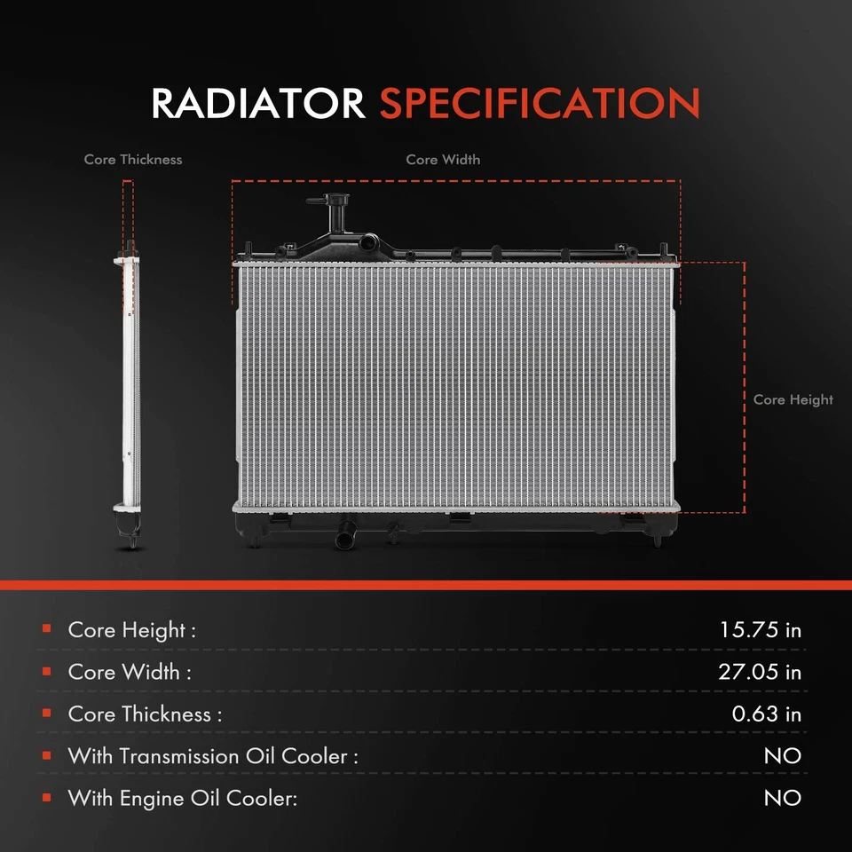 Radiador sin enfriador de aceite para Mitsubishi Eclipse Cross 2022 2023 2024 L4 1,5 L Foto 2 de 4