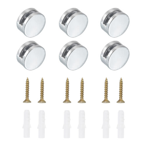 6 Set Zinc Alloy Round Mirror Clip Mounting for 3-5mm Thick Mirror, Silver - Picture 1 of 7