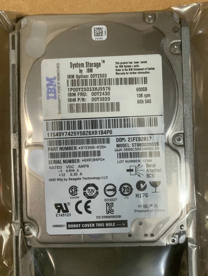 00Y2430 NEW IBM 00Y5707 00Y2503 00MJ145 600GB 10K 2.5" SAS V3700 Hard Drive HDD - Image 2 of 4
