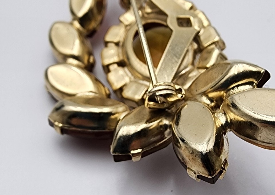 Vintage Glass Rhinestone Fall Colors Givre Brooch Pin Aurora Borealis