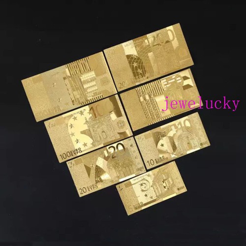 70 Pcs Golden Plastic Foil Crafts Banknotes Europe Notes Gift 5-500Eur Set - Picture 2 of 2