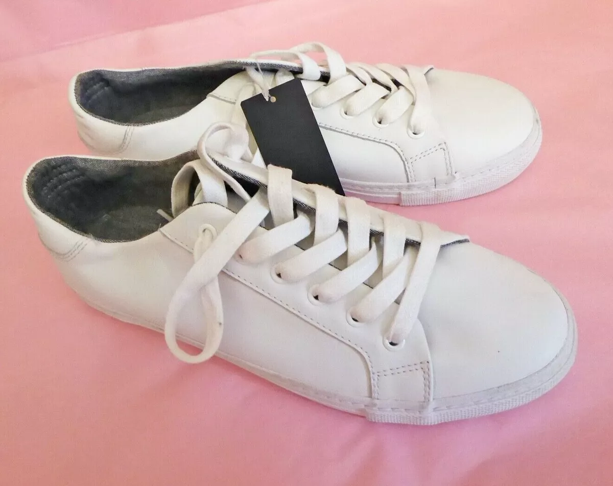 Marks and spencer white leather trainers sale