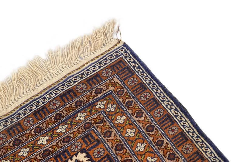 Oriental Medallion Rug Vintage Oriental Afghan 4 x 6 Hand Knotted Black Beige - Image 3 of 4