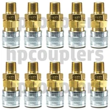 10 FOSTER 2202 1/8" MALE NPT X 1/8" INDUSTRIAL COUPLER BRASS NIPPLE AIR FITTINGS