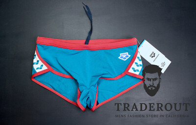 Arena men blue Astro red Icon low waist short trunk swimwear size