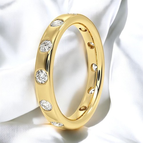 14K Gold 3mm Diamond Eternity Ring REAL Lab Grown Diamond Wedding Band 12 Dia. - Picture 1 of 2