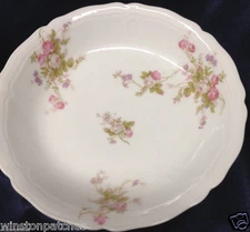 VIENNA AUSTRIA VNN49 COUPE SOUP BOWL 7 1/2" PINK ROSES LAVENDER FLOWERS