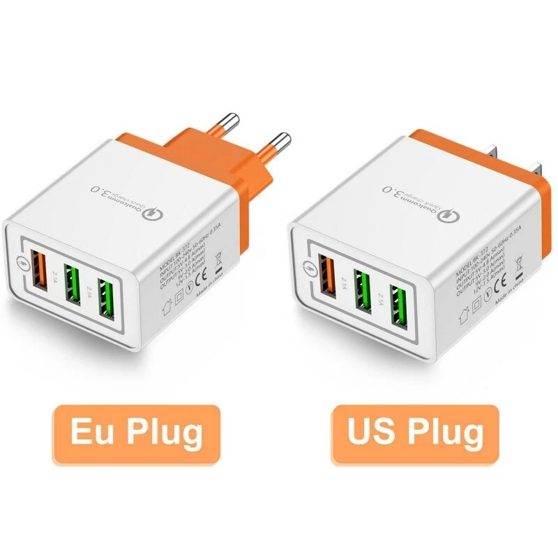 3 Port Fast Quick Charge QC3.0 USB Hub Wall Charger Power Adapter US EU Plug New - Image 2 of 4