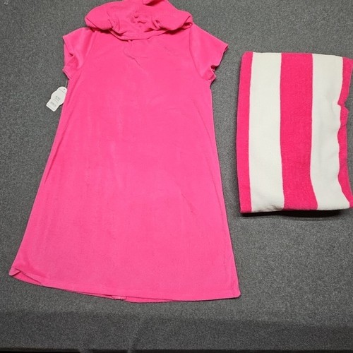 Wonder Nation Coverup w Towel Girls XL Pink Short Sleeve Hooded Full Zipper NWT - Picture 5 of 8