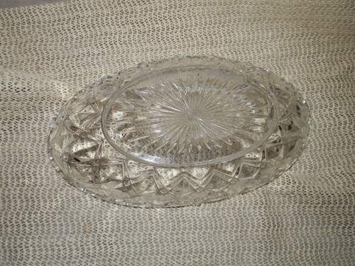 Vintage, Glass,Clear,Diamond Pattern,Sawtooth Edge,Oval,Celery Dish - Imagen 4 de 5
