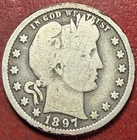 1897 Barber Quarter. Free Shipping