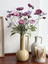 Long Stem Poppies Flowers Artificial and Eucalyptus for Tall Vase, Realistic ...