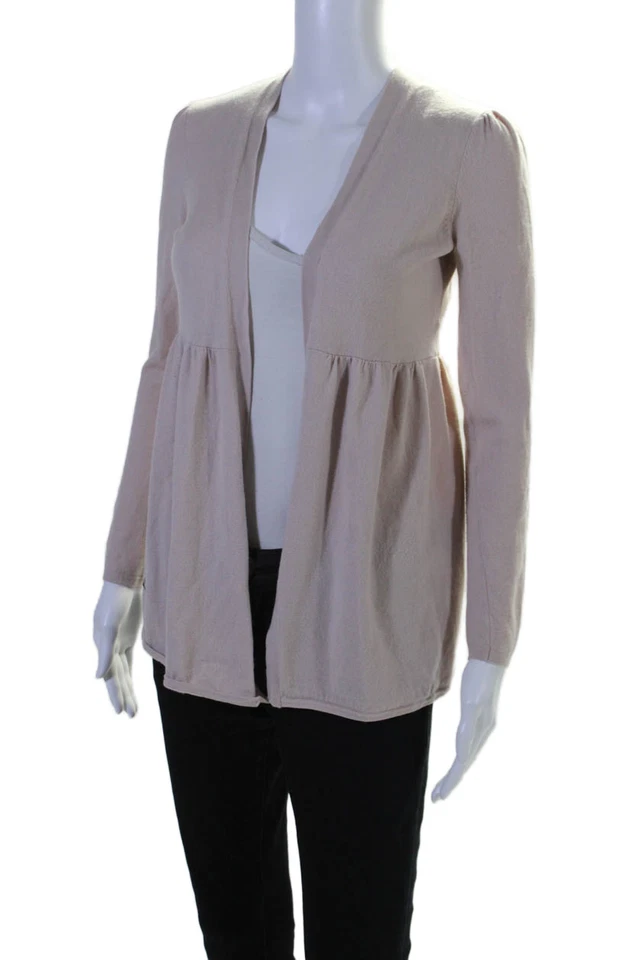 Cárdigan suéter abierto Theory para mujer tejido de lana dos ventilaciones manga larga rosa talla S Foto 2 de 4