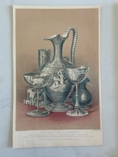 Antique Victorian Print – Engraved Glass Objects by Green, Bacchus & Pellatt 