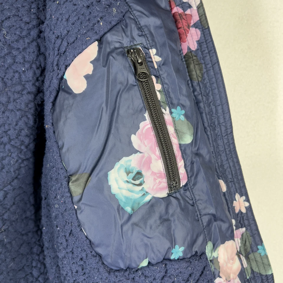 Jaqueta acolchoada Justice floral rosa estampa botânica com capuz meninas tamanho 10 - Imagem 2 de 4