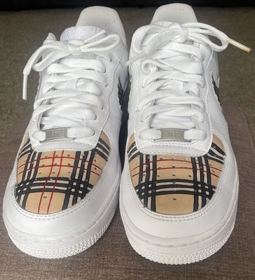 Nike Air Force 1 DD8959-100 Custom Plaid White/Beige Sneaker Men Low Top