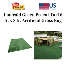 Emerald Green Precut Turf 6 ft. x 8 ft. Artificial Grass Rug